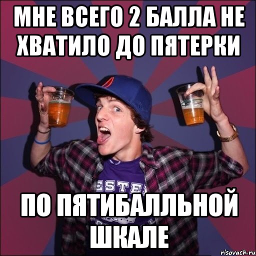 Мне всего 2 балла не хватило до пятерки По пятибалльной шкале, Мем Веселый студент