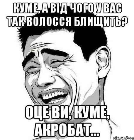 Куме, а від чого у вас так волосся блищить? Оце ви, куме, акробат..., Мем Яо Мин