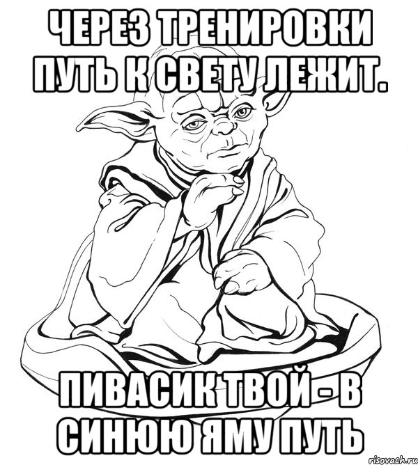 через тренировки путь к свету лежит. пивасик твой - в синюю яму путь, Мем Мастер Йода