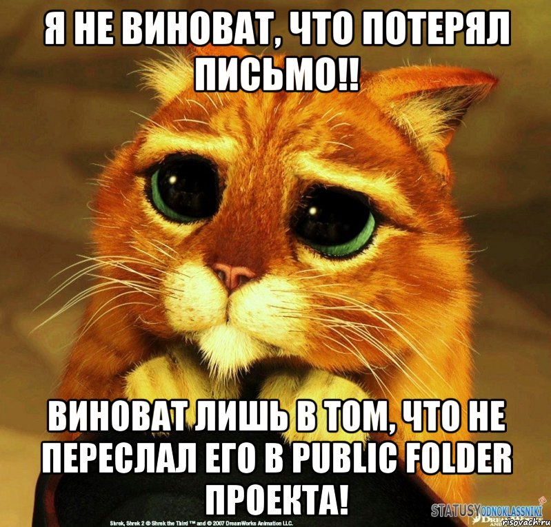 Я не виноват, что потерял письмо!! Виноват лишь в том, что не переслал его в Public Folder проекта!, Мем Котик из Шрека