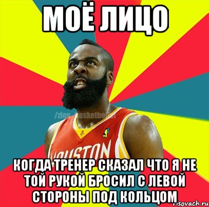 моё лицо когда тренер сказал что я не той рукой бросил с левой стороны под кольцом