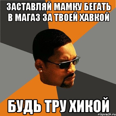 ЗАСТАВЛЯЙ МАМКУ БЕГАТЬ В МАГАЗ ЗА ТВОЕЙ ХАВКОЙ БУДЬ ТРУ ХИКОЙ, Мем Будь плохим парнем