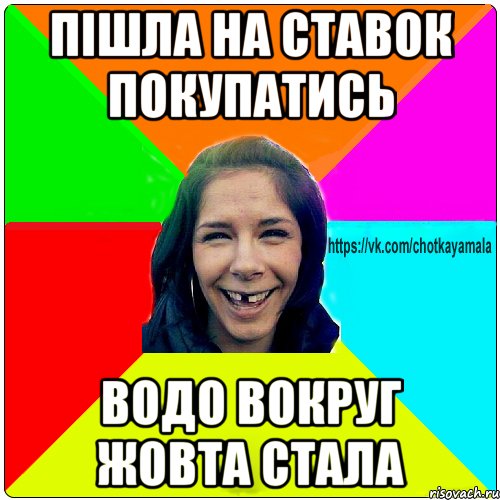 Пішла на ставок покупатись водо вокруг жовта стала, Мем Чотка мала