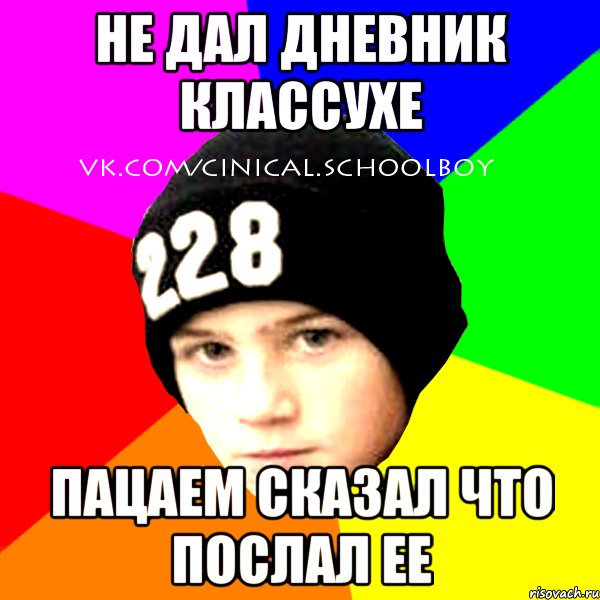 Не дал дневник классухе Пацаем сказал что послал ее, Мем  Циничный Школьник