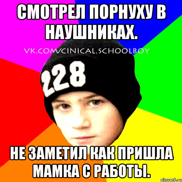 Смотрел порнуху в наушниках. Не заметил как пришла мамка с работы., Мем  Циничный Школьник