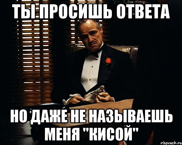 Даже не назовешь. Ты просишь ответа на вопрос. Называй меня кисой. Прошу ответить. Требуем ответа.