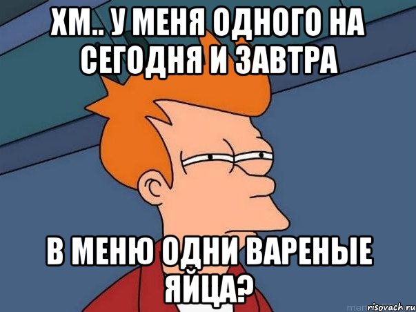 хм.. у меня одного на сегодня и завтра в меню одни вареные яйца?, Мем  Фрай (мне кажется или)