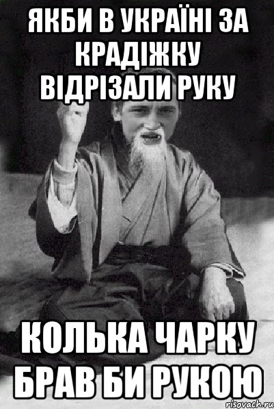 Якби в Україні за крадіжку відрізали руку Колька чарку брав би рукою, Мем Мудрий паца