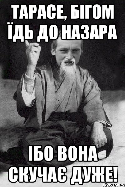 Тарасе, бігом їдь до Назара ібо вона скучає дуже!, Мем Мудрий паца