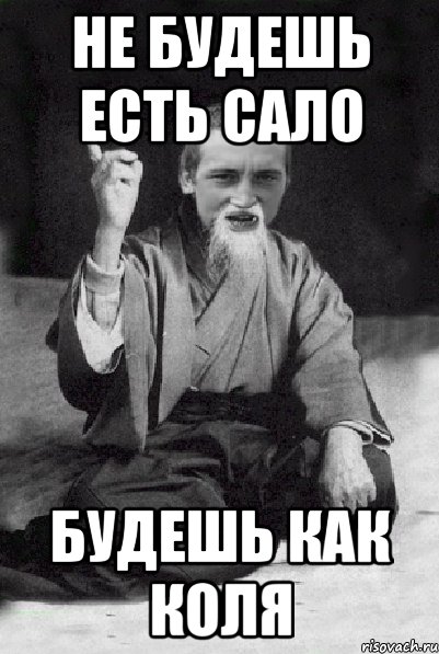 Не будешь есть сало будешь как Коля, Мем Мудрий паца