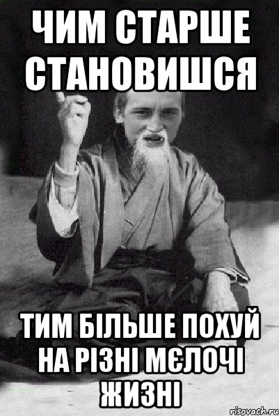 чим старше становишся тим більше похуй на різні мєлочі жизні, Мем Мудрий паца