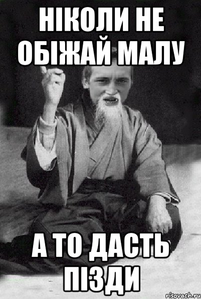 НІКОЛИ НЕ ОБІЖАЙ МАЛУ А ТО ДАСТЬ ПІЗДИ, Мем Мудрий паца