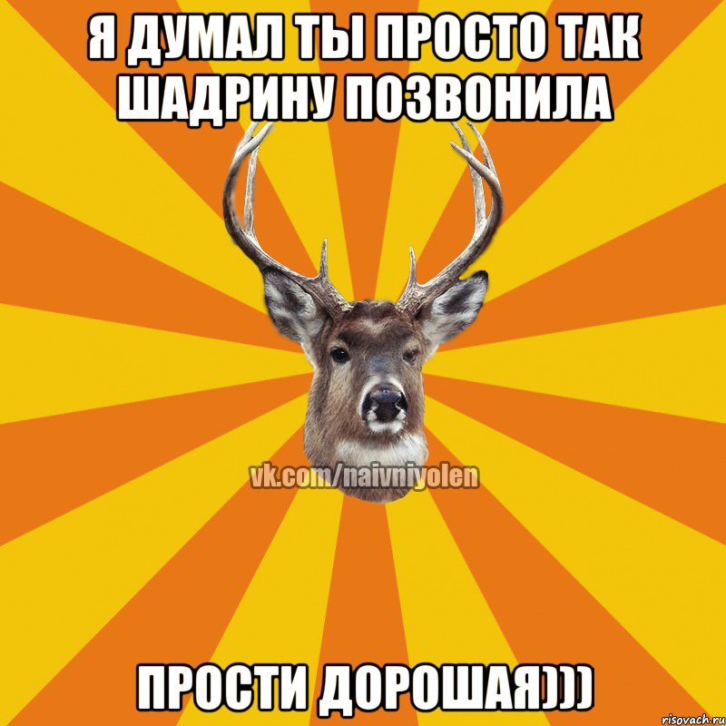 Я думал ты просто так шадрину позвонила Прости дорошая))), Мем Наивный Олень вк