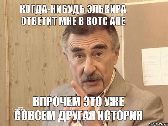 Когда-нибудь Эльвира ответит мне в вотс апе Впрочем это уже совсем другая история, Мем Каневский (Но это уже совсем другая история)