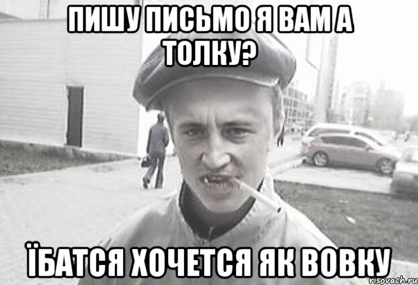 Пишу письмо я вам а толку? Їбатся хочется як вовку, Мем Пацанська философия