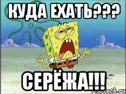 КУДА ЕХАТЬ??? СЕРЁЖА!!!, Мем Спанч Боб плачет