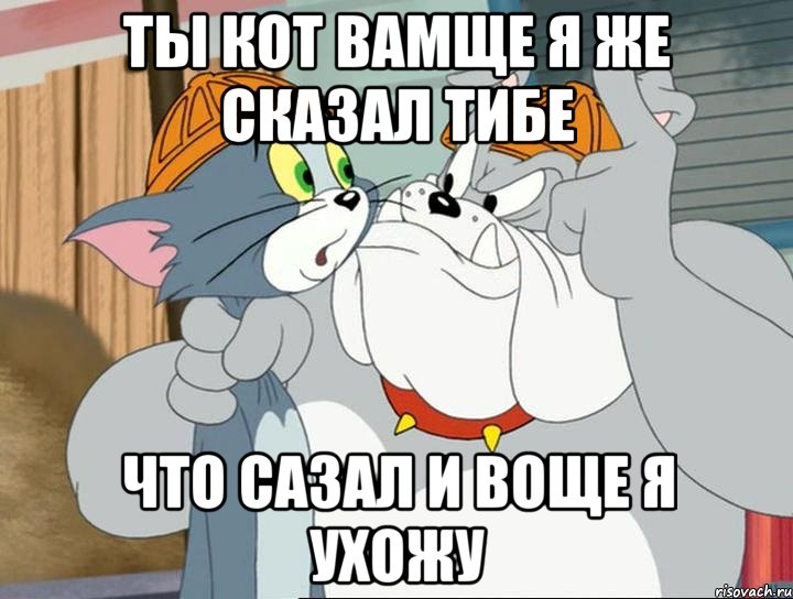 ты кот вамще я же сказал тибе что сазал и воще я ухожу, Мем том и джерри