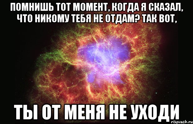 Помнишь тот момент, когда я сказал, что никому тебя не отдам? Так вот, Ты от меня не уходи, Мем Туманность