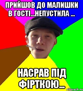 прийшов до малишки в гості...непустила ... насрав під фірткою..., Мем умный гопник