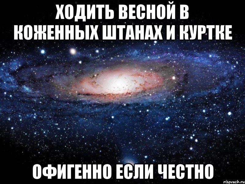 Ходить весной в коженных штанах и куртке Офигенно если честно, Мем Вселенная