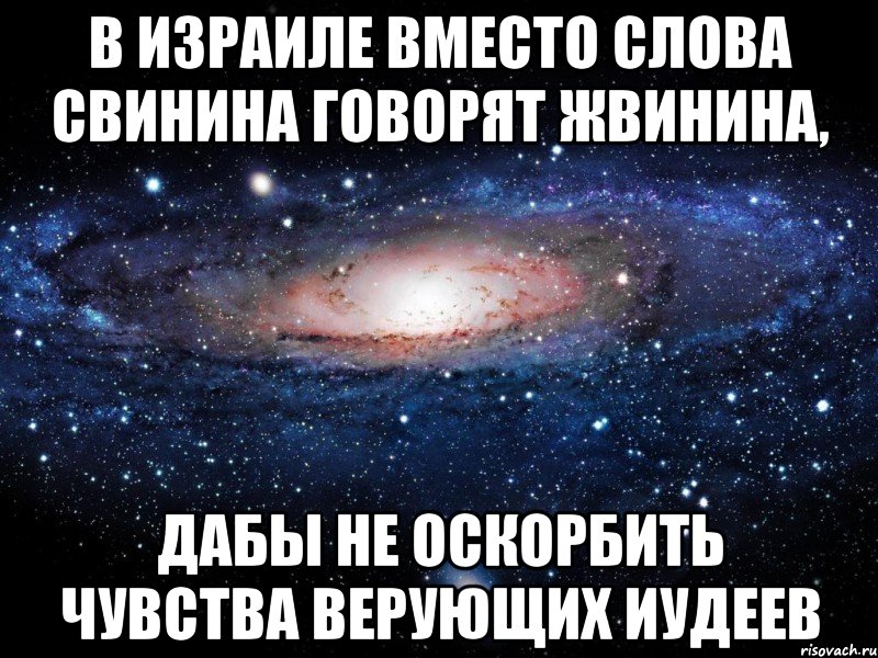 В Израиле вместо слова СВИНИНА говорят ЖВИНИНА, дабы не оскорбить чувства верующих иудеев, Мем Вселенная