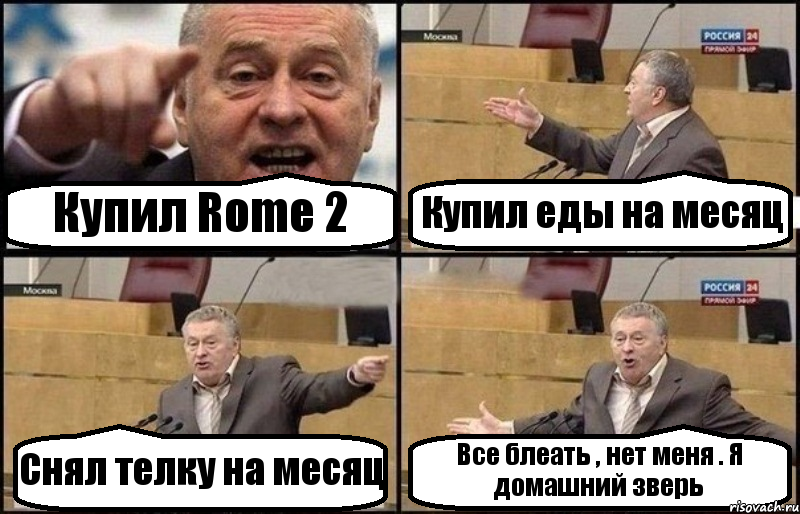 Купил Rome 2 Купил еды на месяц Снял телку на месяц Все блеать , нет меня . Я домашний зверь, Комикс Жириновский