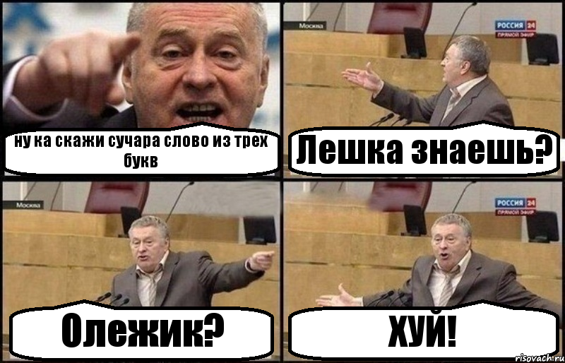 ну ка скажи сучара слово из трех букв Лешка знаешь? Олежик? ХУЙ!, Комикс Жириновский