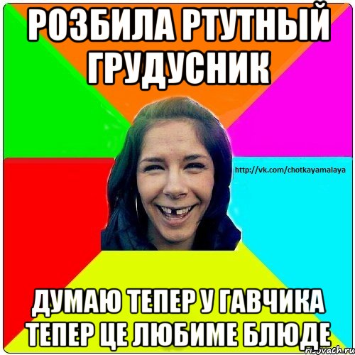 Розбила ртутный грудусник Думаю тепер у гавчика тепер це любиме блюде, Мем Чотка мала