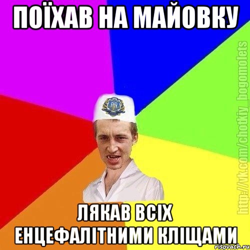 Поїхав на майовку Лякав всіх енцефалітними кліщами, Мем Чоткий пацан