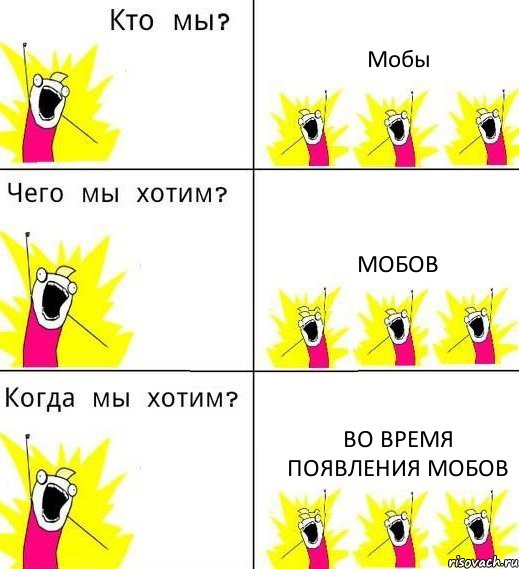 Мобы Мобов Во время появления мобов, Комикс Что мы хотим