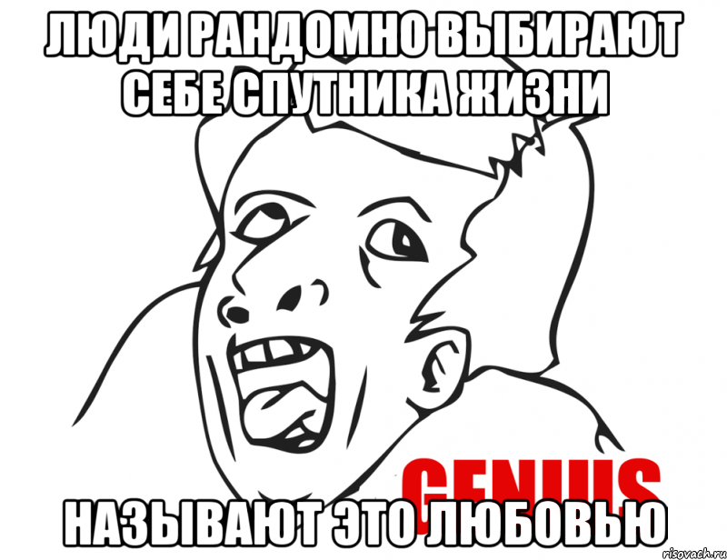 Люди рандомно выбирают себе спутника жизни называют это любовью, Мем  Genius