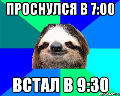 Проснулся в 7:00 Встал в 9:30, Мем Ленивец