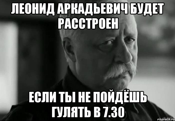 ЛЕОНИД АРКАДЬЕВИЧ будет расстроен если ты не пойдёшь гулять в 7.30, Мем Не расстраивай Леонида Аркадьевича