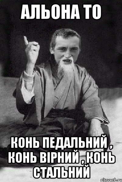 Альона то конь педальний , конь вірний , конь стальний, Мем Мудрий паца