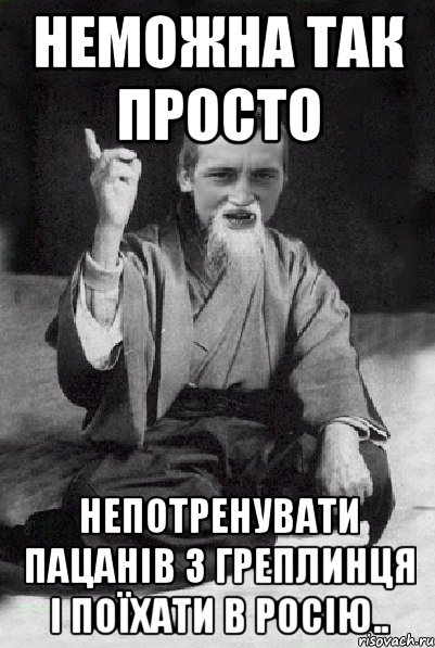 Неможна так просто Непотренувати пацанів з Греплинця і поїхати в Росію.., Мем Мудрий паца