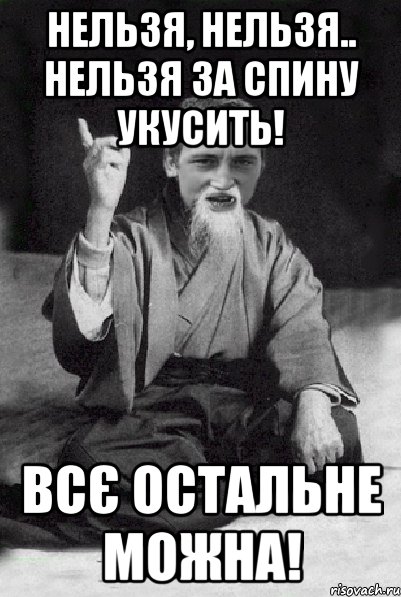 нельзя, нельзя.. нельзя за спину укусить! всє остальне можна!, Мем Мудрий паца