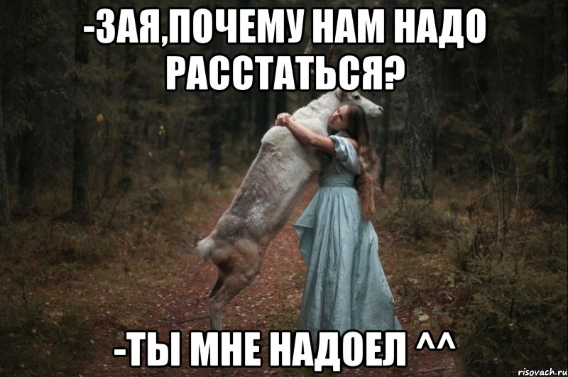 -Зая,почему нам надо расстаться? -Ты мне надоел ^^, Мем Наивный Олень шаблон 5