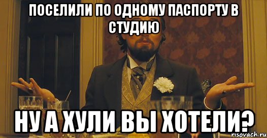 поселили по одному паспорту в студию ну а хули вы хотели?, Мем   Ну а чего вы хотели-то