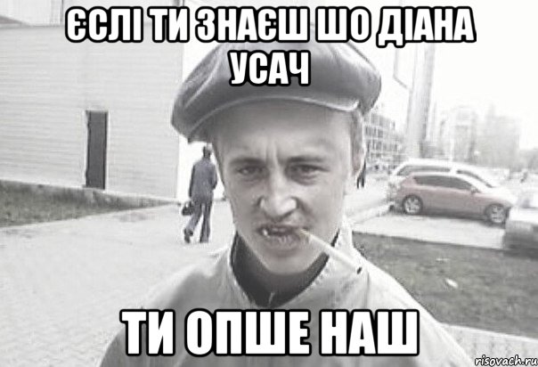 Єслі ти знаєш шо діана усач Ти опше наш, Мем Пацанська философия