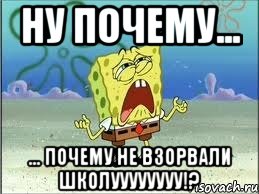 ну почему... ... почему не взорвали школуууууууу!?, Мем Спанч Боб плачет