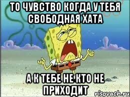 То чувство когда у тебя свободная хата а к тебе не кто не приходит, Мем Спанч Боб плачет