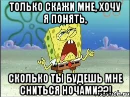 Только скажи мне, хочу я понять, СКОЛЬКО ТЫ БУДЕШЬ МНЕ СНИТЬСЯ НОЧАМИ??!, Мем Спанч Боб плачет