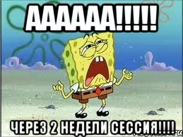 аааааа!!!!! через 2 недели сессия!!!!, Мем Спанч Боб плачет