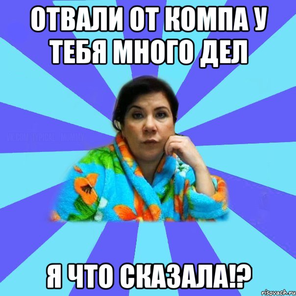 Отвали от компа у тебя много дел я что сказала!?, Мем типичная мама