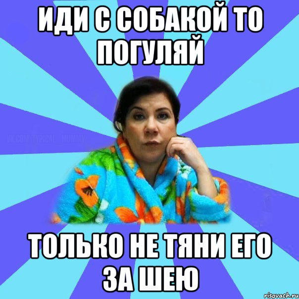 иди с собакой то погуляй только не тяни его за шею, Мем типичная мама