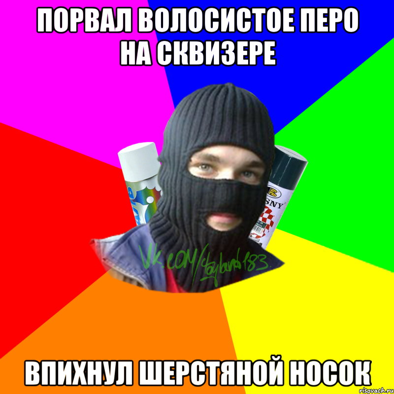 Порвал волосистое перо на сквизере Впихнул шерстяной носок, Мем ТИПИЧНЫЙ РАЙТЕР