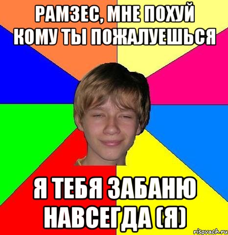 Рамзес, мне похуй кому ты пожалуешься Я тебя забаню навсегда (Я), Мем Укуренный школьник