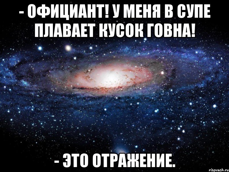 - Официант! У меня в супе плавает кусок говна! - Это отражение., Мем Вселенная