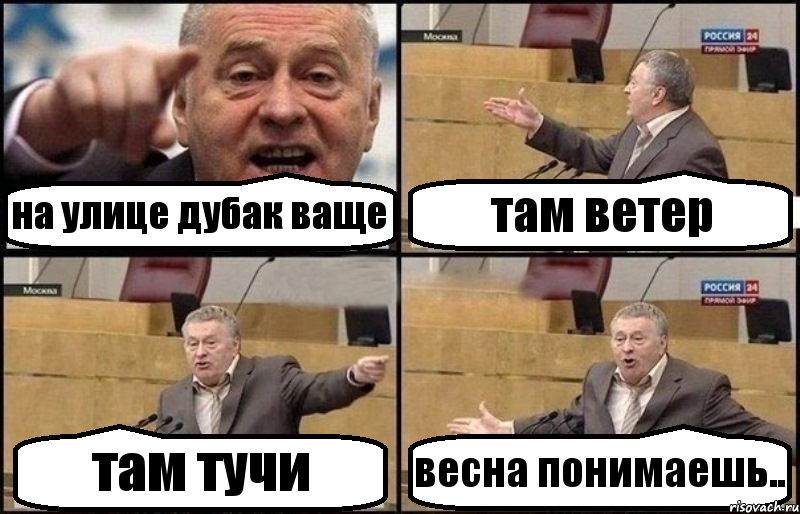 на улице дубак ваще там ветер там тучи весна понимаешь.., Комикс Жириновский