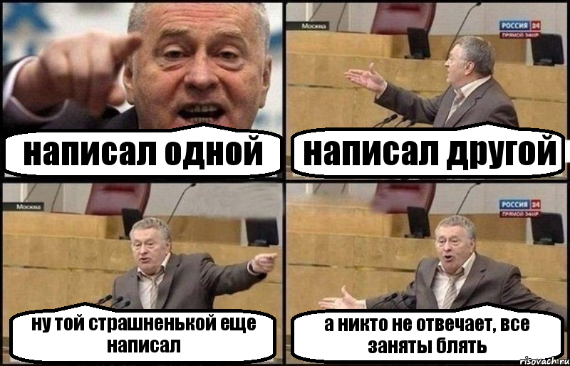 написал одной написал другой ну той страшненькой еще написал а никто не отвечает, все заняты блять, Комикс Жириновский